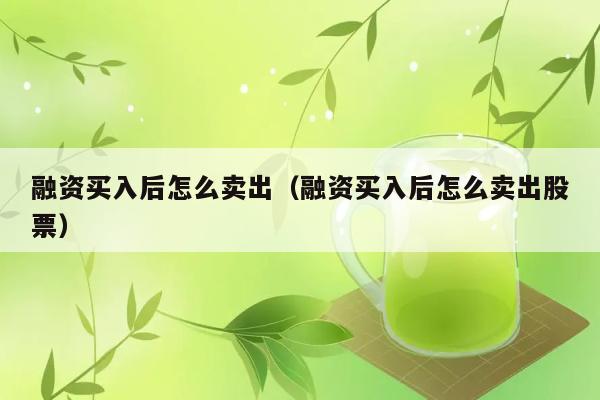 融资买入后怎么卖出（融资买入后怎么卖出股票） 