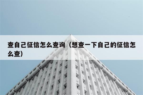 查自己征信怎么查询（想查一下自己的征信怎么查） 