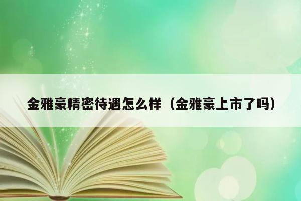 金雅豪精密待遇怎么样（金雅豪上市了吗） 