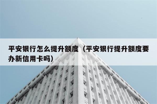 平安银行怎么提升额度（平安银行提升额度要办新信用卡吗） 