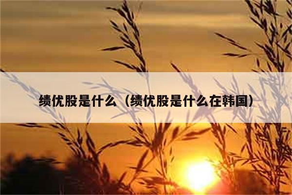 绩优股是什么（绩优股是什么在韩国） 