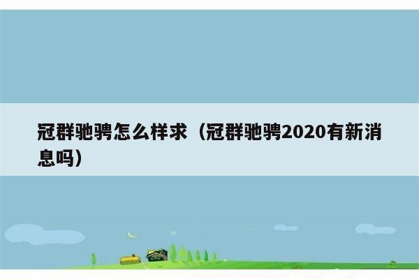 冠群驰骋怎么样求（冠群驰骋2020有新消息吗） 