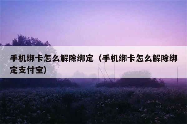 手机绑卡怎么解除绑定（手机绑卡怎么解除绑定支付宝） 