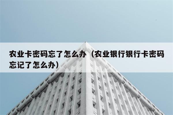 农业卡密码忘了怎么办（农业银行银行卡密码忘记了怎么办） 