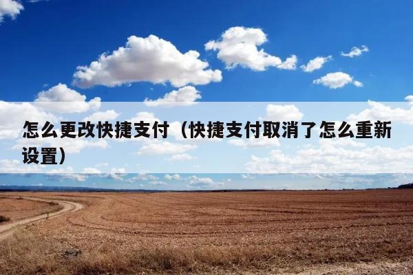 怎么更改快捷支付（快捷支付取消了怎么重新设置） 