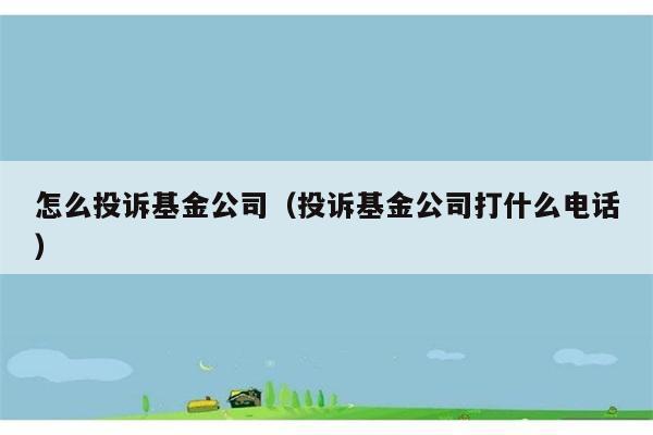 怎么投诉基金公司（投诉基金公司打什么电话） 