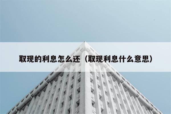 取现的利息怎么还（取现利息什么意思） 