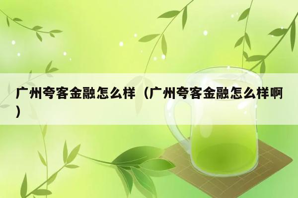 广州夸客金融怎么样（广州夸客金融怎么样啊） 