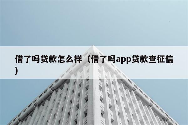 借了吗贷款怎么样（借了吗app贷款查征信） 