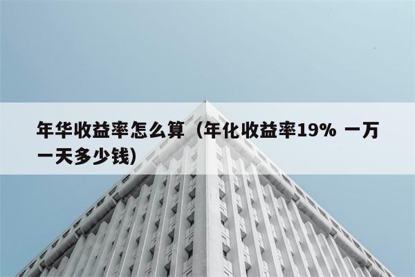 年华收益率怎么算（年化收益率19% 一万一天多少钱） 