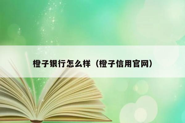 橙子银行怎么样（橙子信用官网） 