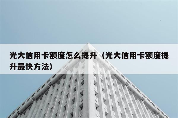 光大信用卡额度怎么提升（光大信用卡额度提升最快方法） 