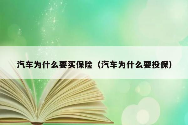 汽车为什么要买保险（汽车为什么要投保） 