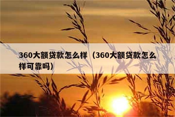 360大额贷款怎么样（360大额贷款怎么样可靠吗） 