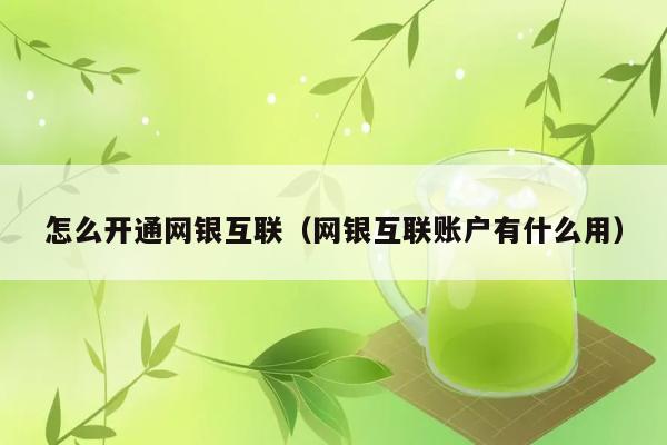 怎么开通网银互联（网银互联账户有什么用） 