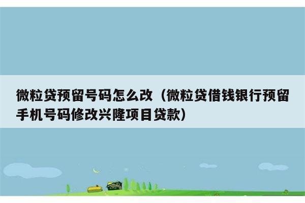 微粒贷预留号码怎么改（微粒贷借钱银行预留手机号码修改兴隆项目贷款） 