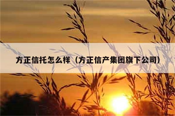 方正信托怎么样（方正信产集团旗下公司） 