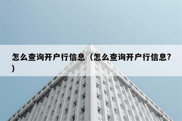 怎么查询开户行信息（怎么查询开户行信息?） 