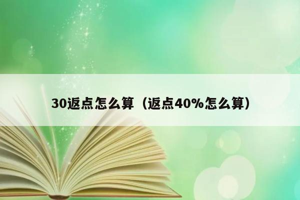 30返点怎么算（返点40%怎么算） 