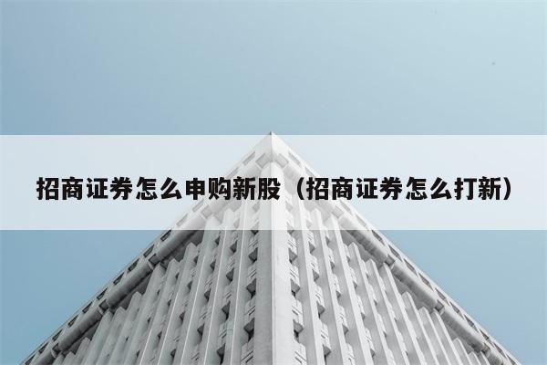 招商证券怎么申购新股（招商证券怎么打新） 