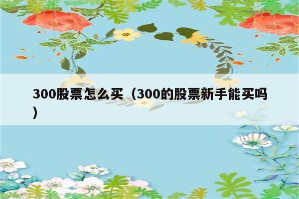 300股票怎么买（300的股票新手能买吗） 