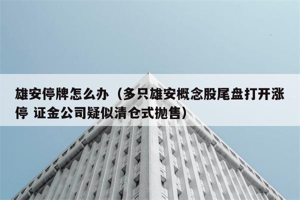 雄安停牌怎么办（多只雄安概念股尾盘打开涨停 证金公司疑似清仓式抛售） 