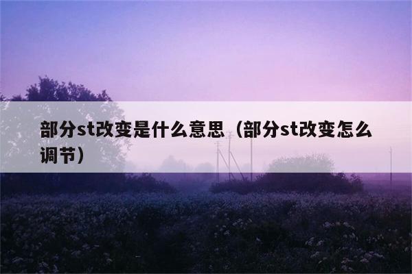 部分st改变是什么意思（部分st改变怎么调节） 