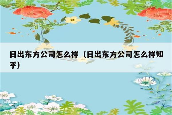 日出东方公司怎么样（日出东方公司怎么样知乎） 