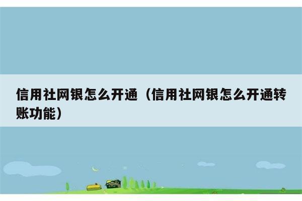 信用社网银怎么开通（信用社网银怎么开通转账功能） 