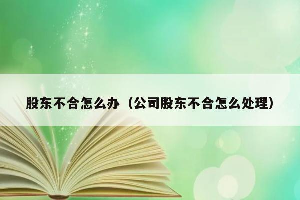 股东不合怎么办（公司股东不合怎么处理） 