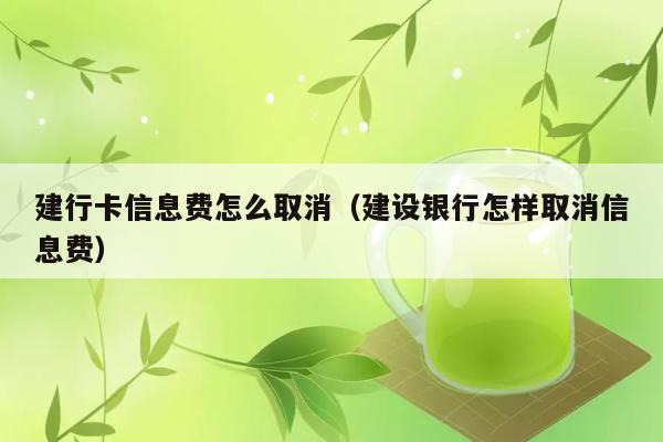 建行卡信息费怎么取消（建设银行怎样取消信息费） 