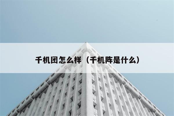 千机团怎么样（千机阵是什么） 