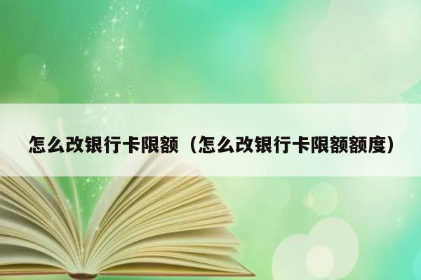 怎么改银行卡限额（怎么改银行卡限额额度） 