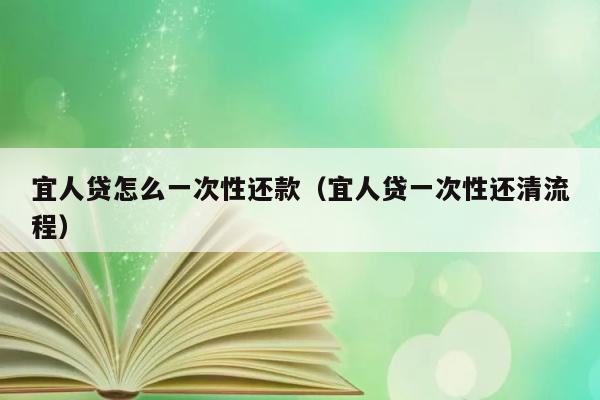 宜人贷怎么一次性还款（宜人贷一次性还清流程） 