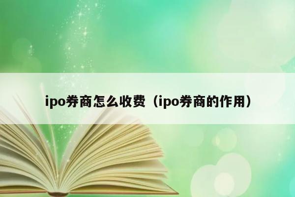 ipo券商怎么收费（ipo券商的作用） 