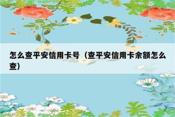 怎么查平安信用卡号（查平安信用卡余额怎么查） 