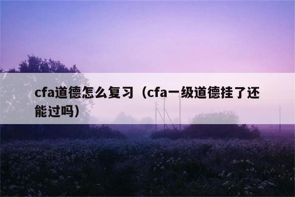 cfa道德怎么复习（cfa一级道德挂了还能过吗） 