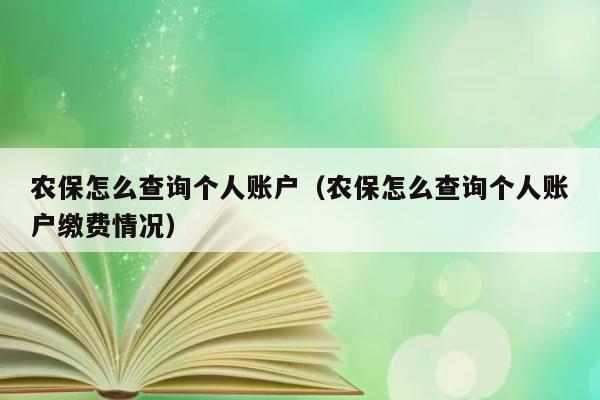 农保怎么查询个人账户（农保怎么查询个人账户缴费情况） 