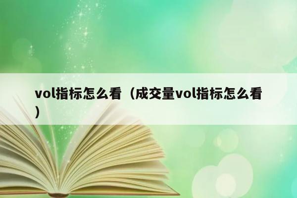 vol指标怎么看（成交量vol指标怎么看） 