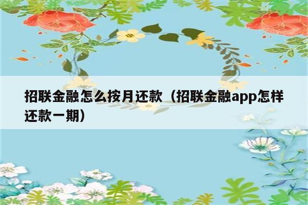 招联金融怎么按月还款（招联金融app怎样还款一期） 