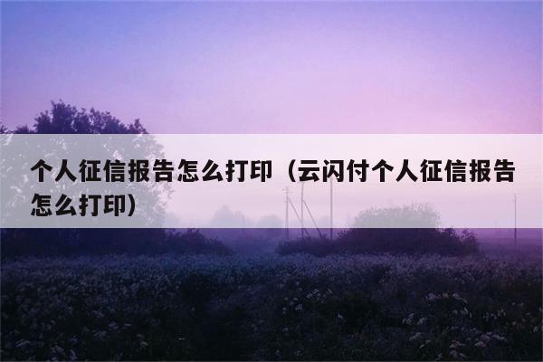 个人征信报告怎么打印（云闪付个人征信报告怎么打印） 