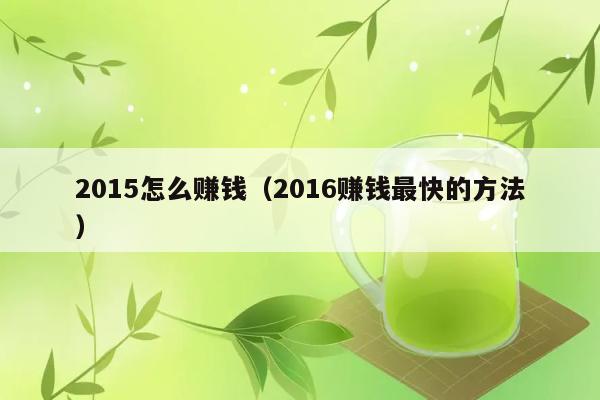 2015怎么赚钱（2016赚钱最快的方法） 