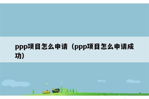 ppp项目怎么申请（ppp项目怎么申请成功） 