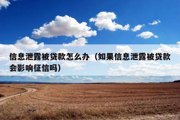 信息泄露被贷款怎么办（如果信息泄露被贷款会影响征信吗） 