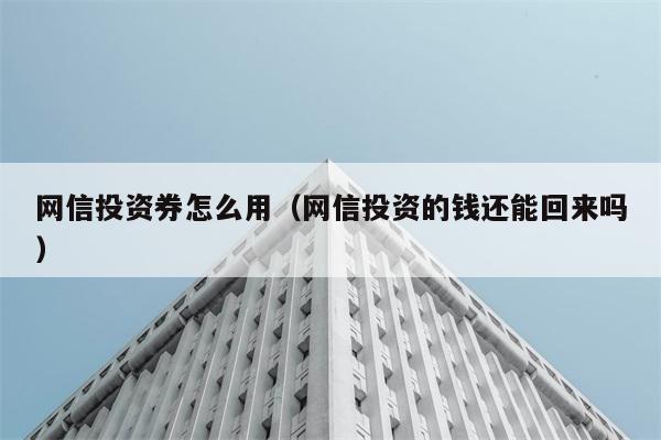 网信投资券怎么用（网信投资的钱还能回来吗） 