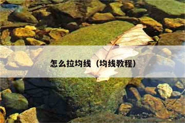 怎么拉均线（均线教程） 