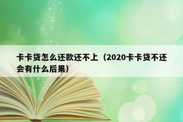 卡卡贷怎么还款还不上（2020卡卡贷不还会有什么后果） 