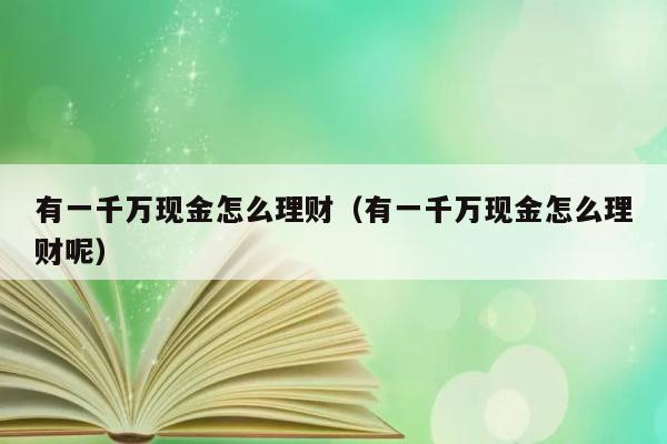 有一千万现金怎么理财（有一千万现金怎么理财呢） 