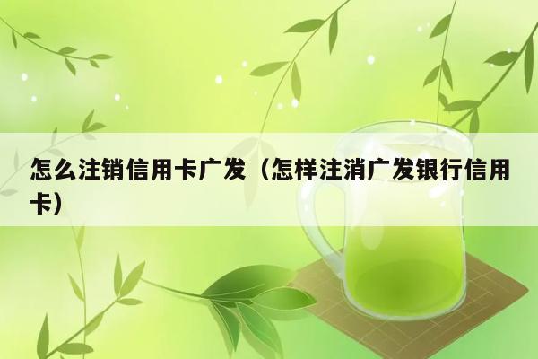 怎么注销信用卡广发（怎样注消广发银行信用卡） 