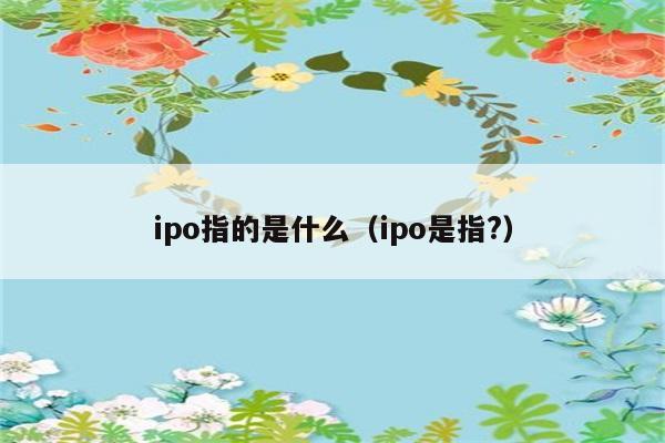 ipo指的是什么（ipo是指?） 